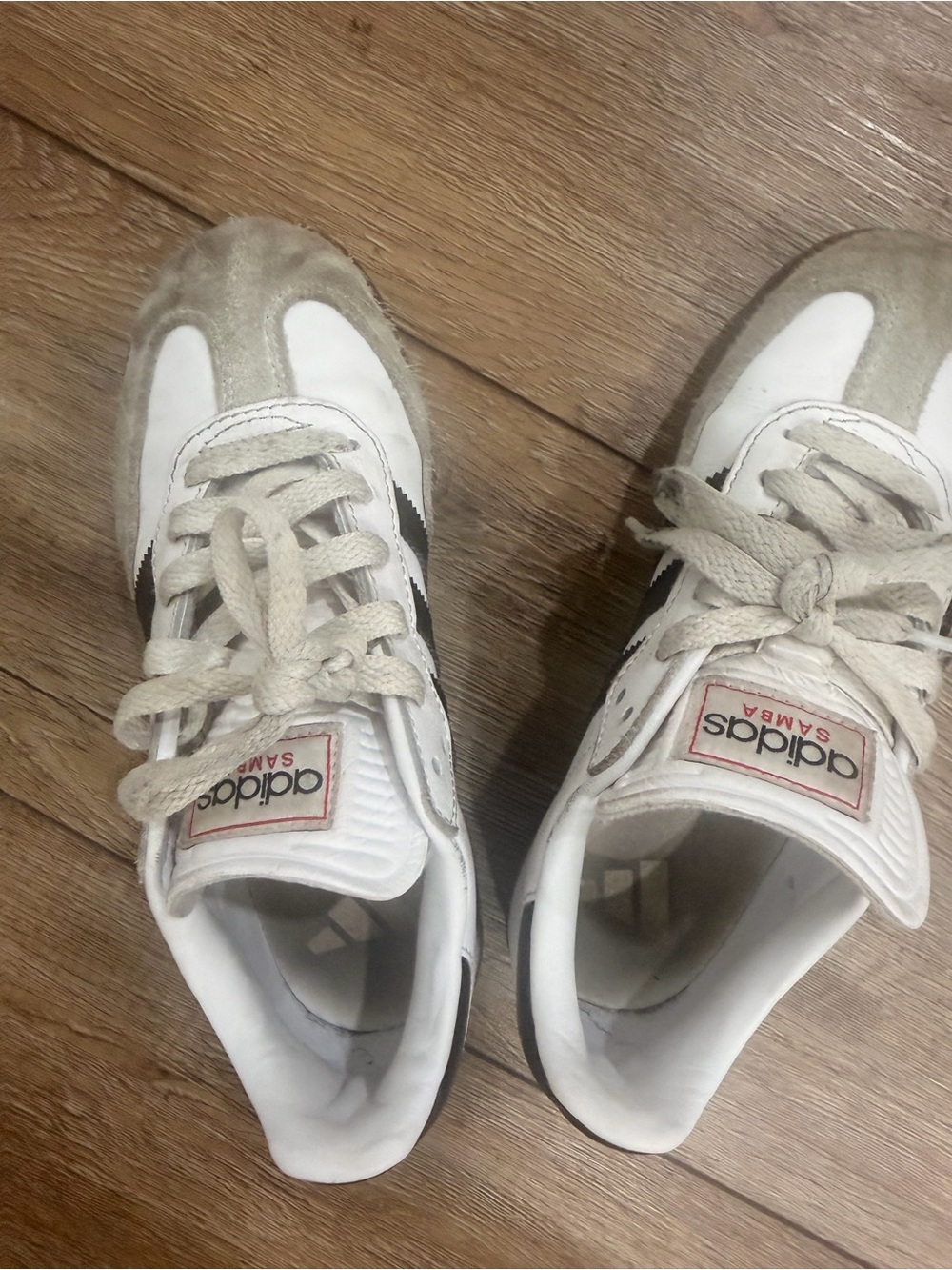 adidas Samba Low-Profile White Leather Sneakers with Black Stripes - Picture 5 of 6
